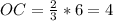 OC= \frac{2}{3}*6=4