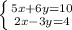 \left \{ {{5x+6y=10} \atop {2x-3y=4}} \right.