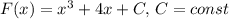 F(x)=x^3+4x+C, \, C=const