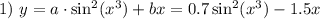 1) \ y=a\cdot\mathrm{sin^2}(x^3)+bx=0.7\,\mathrm{sin^2}(x^3)-1.5x