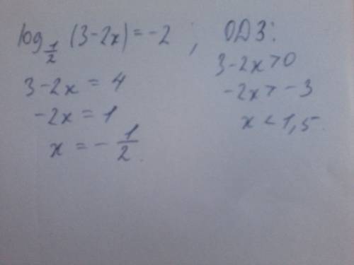 Найдите корень уравнения log 0.5(3-2x)=-2