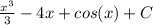 \frac{x^3}{3} - 4x + cos(x) + C