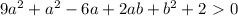 9a^2+a^2-6a+2ab+b^2+2\ \textgreater \ 0