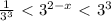 \frac{1}{3^{3} } \ \textless \ 3^{2-x}\ \textless \ 3^3