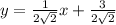 y= \frac{1}{2 \sqrt{2} } x+ \frac{3}{2 \sqrt{2} }