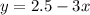 y=2.5-3x