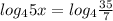 log_{4} 5x= log_{4} \frac{35}{7}