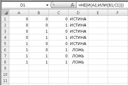 Построения таблицы истинности для сложного логического выражения d=не a^(bvc).