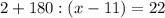 2+180:(x-11)=22