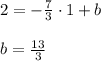 2=- \frac{7}{3}\cdot 1+b \\ \\ b= \frac{13}{3}