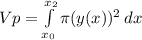 Vp= \int\limits^{x_{2}}_{x_0} { \pi (y(x))^2} \, dx