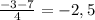 \frac{-3-7}{4}=-2,5