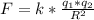 F=k* \frac{q_1*q_2}{R^2}