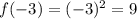 f(-3)=(-3)^2=9