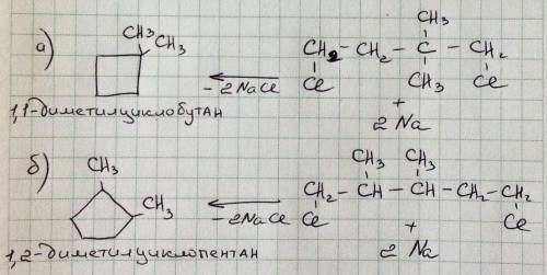 Из дигалогенпроизводных: а) 1,1-диметилциклобутан; б)1,2- диметилциклопентан