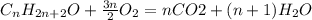 C_{n}H_{2n+2}O+\frac{3n}{2}O_{2}=nCO{2}+(n+1)H_{2}O