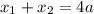 x_{1}+x_{2} =4a