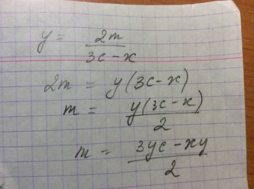 Из формулы y=2*m/(3*c)-x выразите m.
