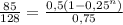 \frac{85}{128}= \frac{0,5(1- 0,25^{n}) }{0,75}