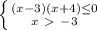 \left \{ {{(x-3)(x+4) \leq 0} \atop {x\ \textgreater \ -3}} \right.