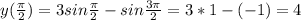 y( \frac{ \pi }{2} )=3sin \frac{ \pi }{2} -sin \frac{3 \pi }{2} =3*1-(-1)=4