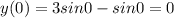 y(0)=3sin0-sin0=0