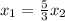 x_1= \frac{5}{3} x_2