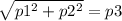 \sqrt{p1^2 + p2^2} = p3