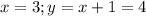 x=3;y=x+1=4