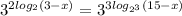 3^{ 2log_{2}(3-x) }= 3^{3log_{2^3} (15-x)}