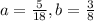 a= \frac{5}{18} , b= \frac{3}{8}