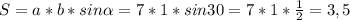 S=a*b*sin\alpha=7*1*sin30=7*1*\frac{1}{2}=3,5