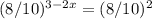 (8/10) ^{3-2x} =(8/10)^2