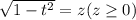 \sqrt{1-t^2} =z(z \geq 0)