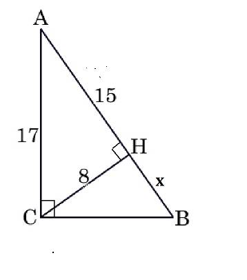 Высота приямоугольного треугольника, опущенная на гипотенузу 8 см, а один из катетов 17 см. найти дл