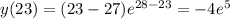 y(23)=(23-27)e^{28-23}=-4e^{5}