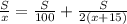 \frac{S}{x}= \frac{S}{100}+ \frac{S}{2(x+15)}