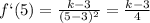 f`(5)= \frac{k-3}{(5-3) ^{2} }= \frac{k-3}{4}