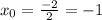 x_{0}= \frac{-2}{2}=-1