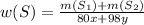 w(S)= \frac{m(S_{1})+m(S_{2}) }{80x+98y}