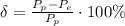 \delta= \frac{P_p-P_e}{P_p}\cdot 100\%