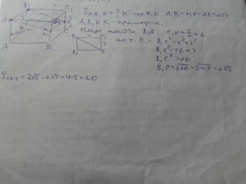 Впрямоугольном параллелепипеде abcda1b1c1d1 ребро вс=4, ребро ав=2 корень из 5, ребро вв1=4. точка к