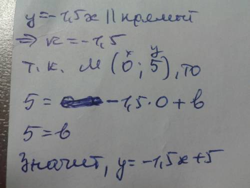 Определи формулу линейной функции, график которой параллелен графику линейной функции y=−1,5x и прох