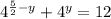 4^{ \frac{5}{2} -y}+4^y=12