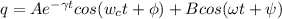 q = Ae^{-\gamma t}cos(w_c t + \phi) + B cos(\omega t + \psi)