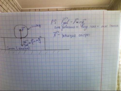 Изобразите графически вес шара лежащего на столе