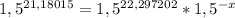 1,5 ^{21,18015}=1,5 ^{22,297202}*1,5^{-x}