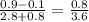 \frac{0.9-0.1}{2.8+0.8} = \frac{0.8}{3.6}