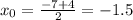 x_{0} = \frac{-7+4}{2} =-1.5