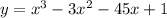 y=x^{3}-3x^{2}-45x+1